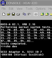 CHARON-VAX console while booting, as you can see its exactly the same as the original system even running the same microcode based diagnostics.
